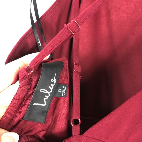 Lulus Mythical Kind of Love Wine Red Chiffon Maxi Dress Small Wedding Cocktail - Picture 5 of 13